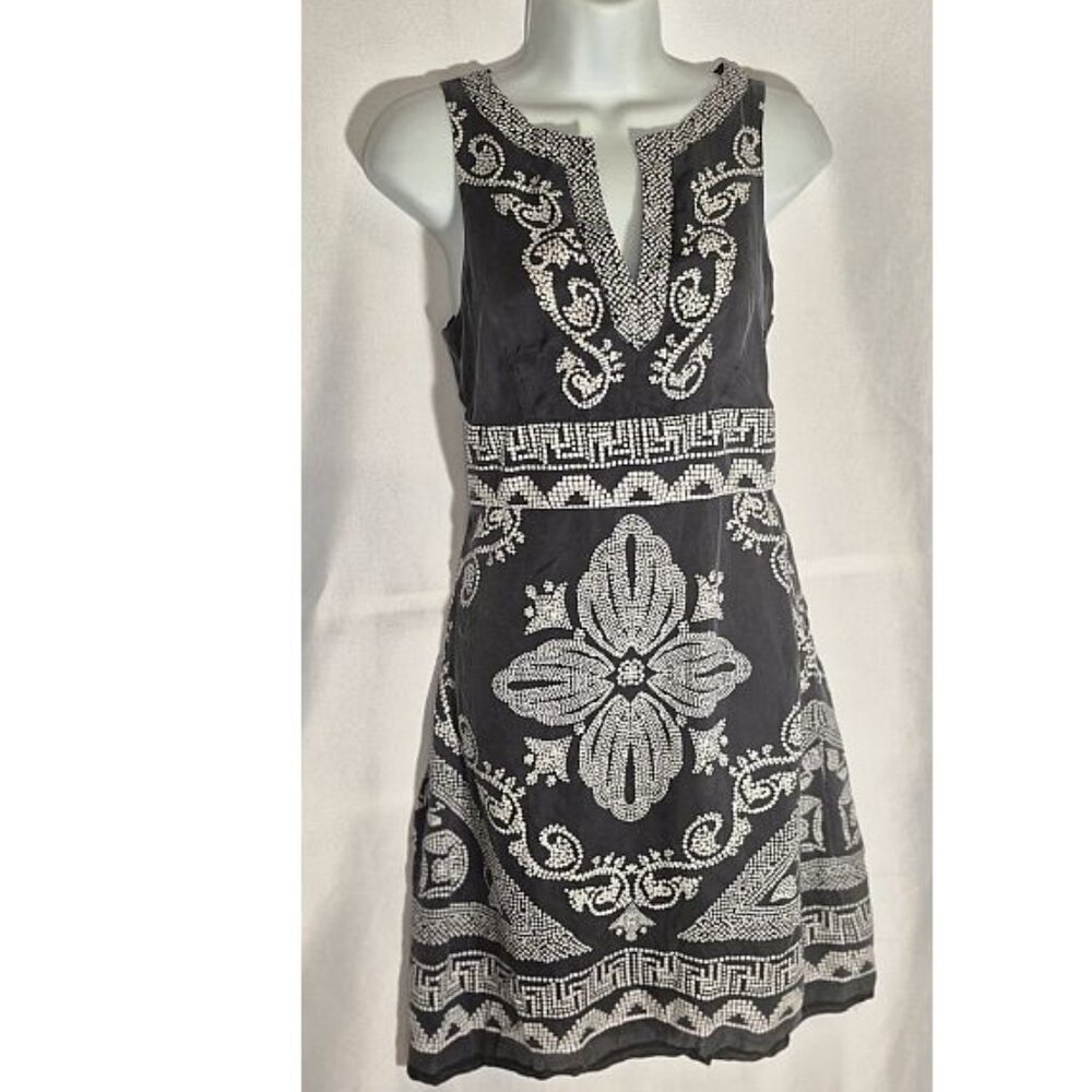 WHITE HOUSE/BLACK MARKET short dress, sleeveless, blue/white Small